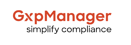 GxpManager wordmark for a provider of modular SaaS solutions for GxP data integrity and digital logbooks in life sciences and healthcare